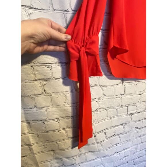 Ann Taylor Women's Coral Keyhole Neck Long Sleeve Blouse with Wrist Ties Size M - Picture 7 of 12